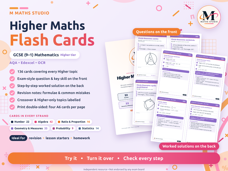 GCSE Maths Higher Flash Cards