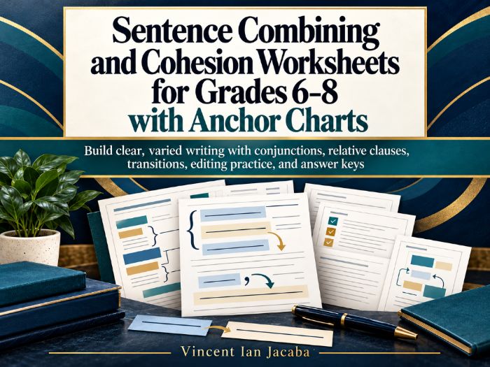 Sentence Combining & Cohesion Worksheets | Grades 6–8 | Conjunctions, Clauses & Editing