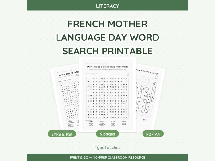 French Mother Language Day Word | 6 pp