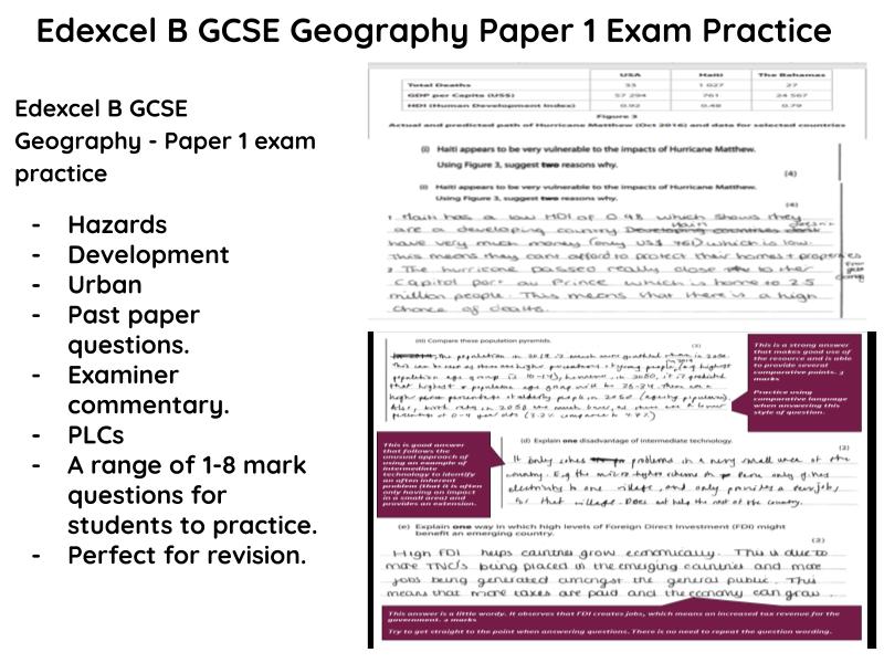 Edexcel B GCSE Geography Paper 1 Exam Practice