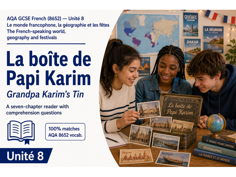 GCSE FRENCH SHORT STORY: AQA 8652 New GCSE - Le monde francophone, géographie et fêtes- AQA New SPEC