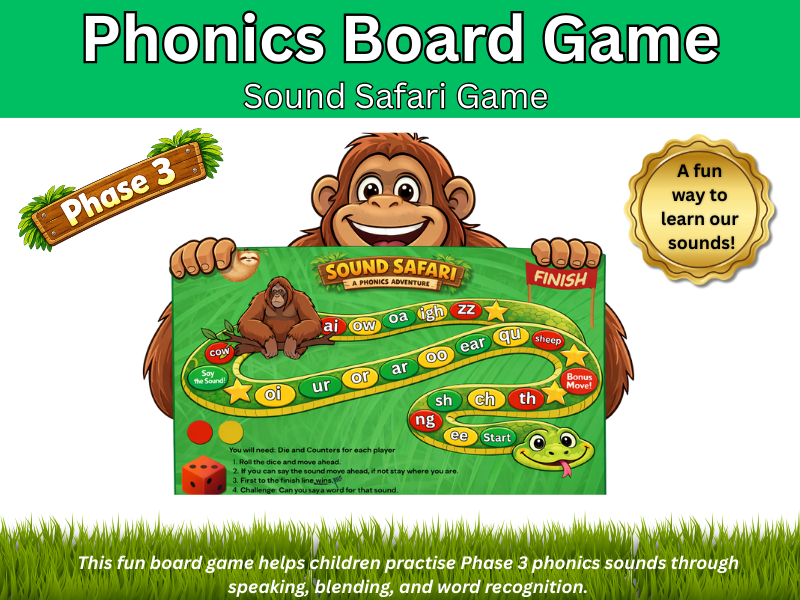 Sound Safari – Phase 3 Phonics Board Game