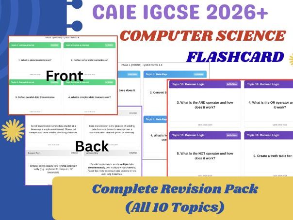 IGCSE Computer Science Flashcards – Complete Revision Pack (All 10 Topics) for Exam 2026+