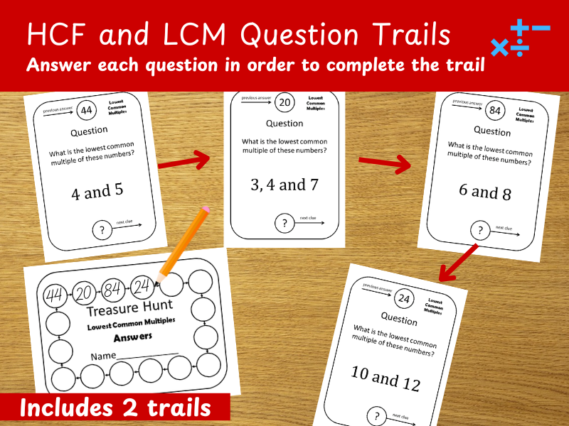 Maths Question Trail - Highest Common Factor and Lowest Common Multiple