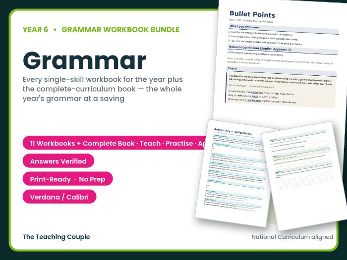 Year 6 Grammar Worksheets Bundle – Whole Year + Answer Keys