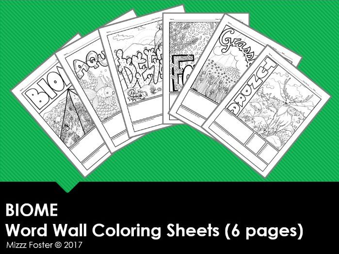 Biome Word Wall Coloring Sheets (6 pages)