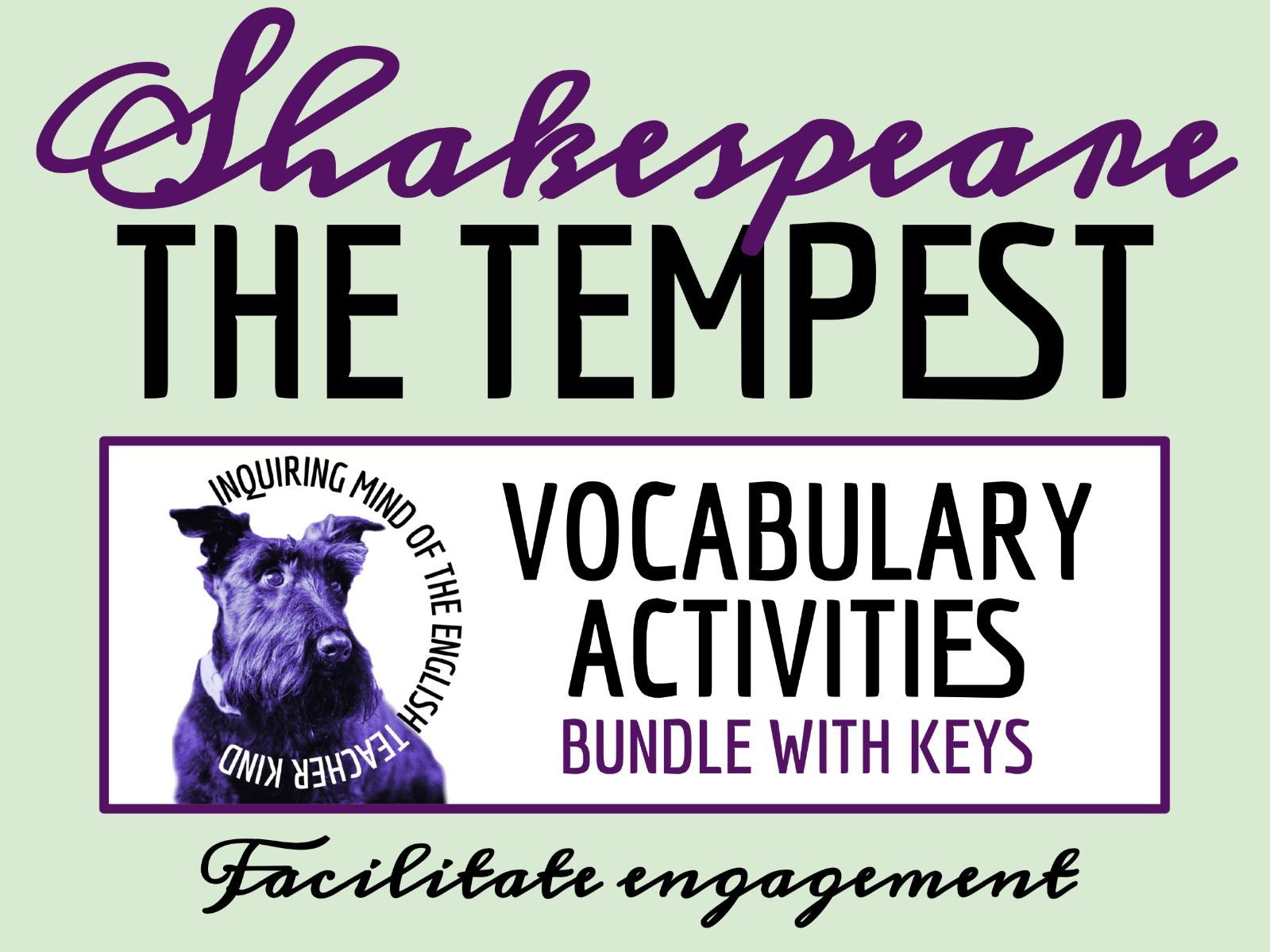 Shakespeare's The Tempest Vocabulary Activities | Crosswords | Word Searches