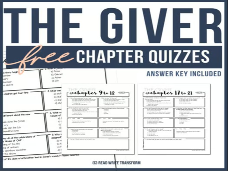 The Giver Chapter Quizzes **ANSWER KEY PROVIDED**