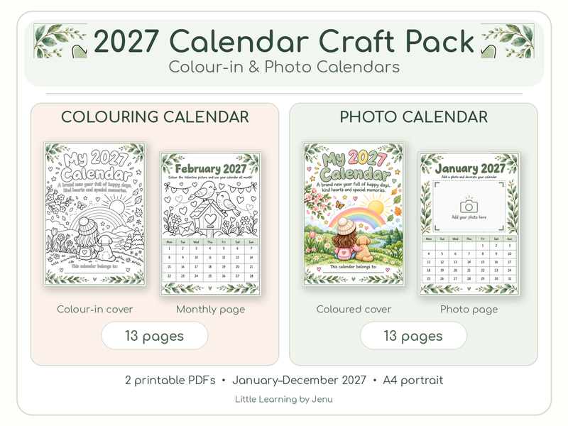 2027 Calendar Craft Pack | Colouring & Photo Calendars | EYFS, Reception & KS1