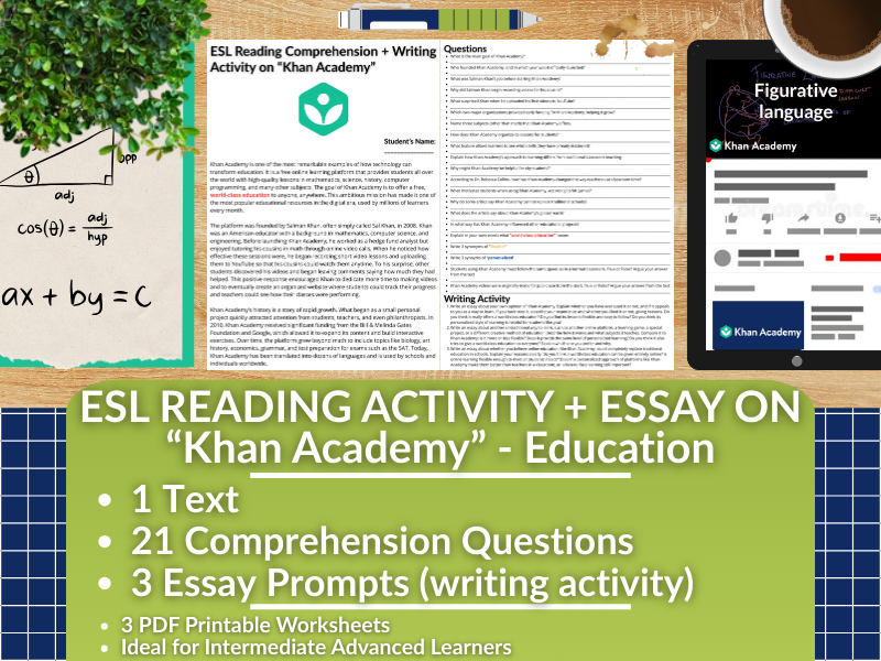 ESL Reading Comprehension + Writing Activity Worksheets on Khan Academy