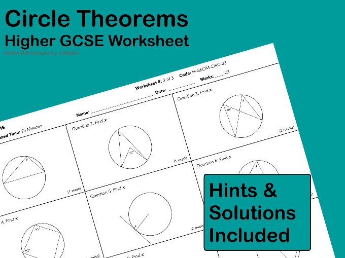 GCSE Maths Worksheet: Circle Theorems - Higher Tier