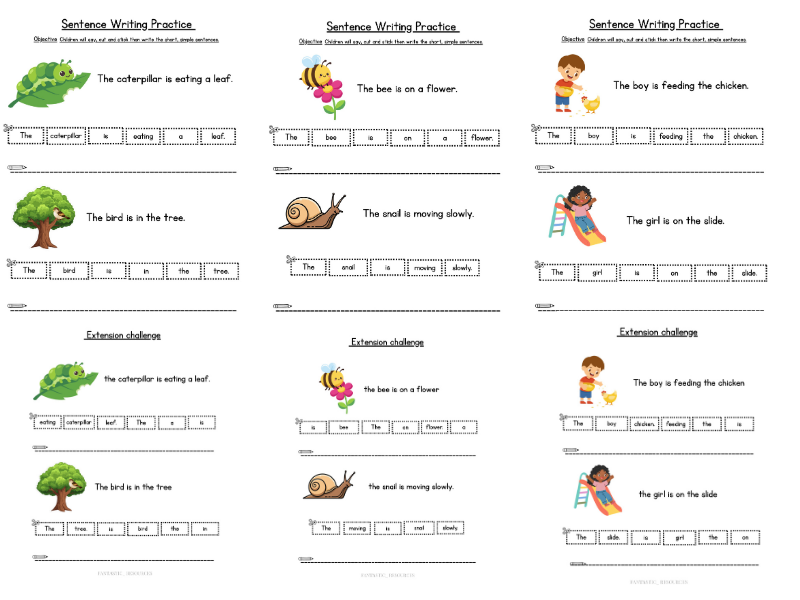 Build, Read & Write Sentences Activity Worksheet - EYFS, Key Stage 1, SEND