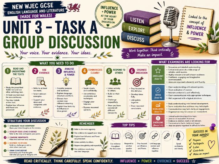 WJEC GCSE English Language and Literature Unit 3 Task A Group Discussion Overview