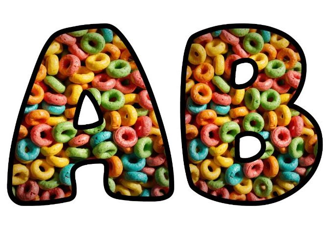 Cereal Milk Breakfast Classroom Display | Lettering Set | Upper & Lowercase, 0-9 and Signs