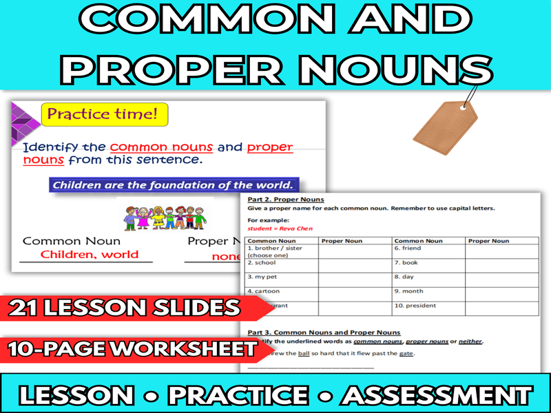 EFL / ESL Common and Proper Nouns - Editable Lesson Slides & Worksheets
