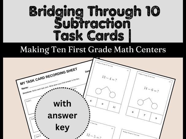 Bridging Through 10 Subtraction Task Cards | Year 1 & Year 2 Maths Centres