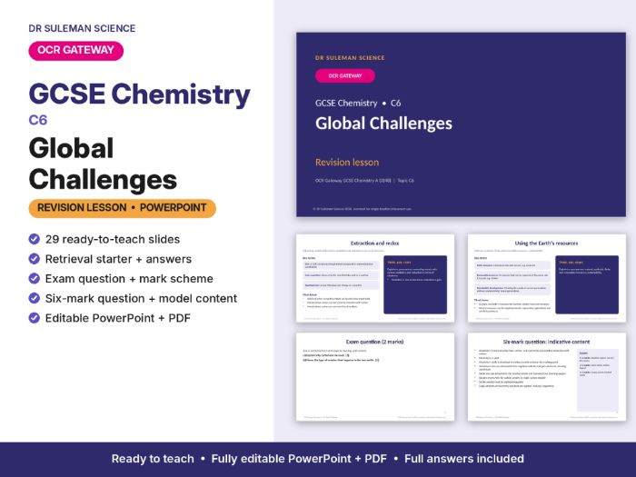OCR Gateway GCSE Chemistry C6 Global Challenges Revision Lesson PPT