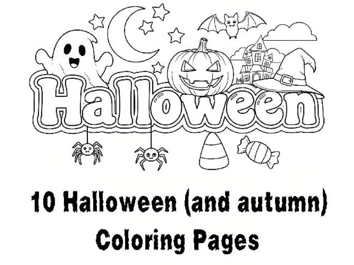 10 Halloween (and autumn) Coloring Pages & Writing Prompts Primary and Middle