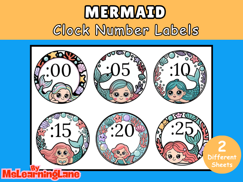 Mermaid Clock Cover | Printable Classroom Decor for Telling Time