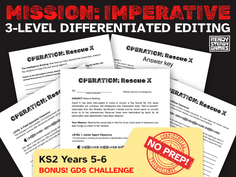 KS2 SPaG Editing Challenge | Differentiated 3 Levels | Mission: Imperative | Year 5 and 6