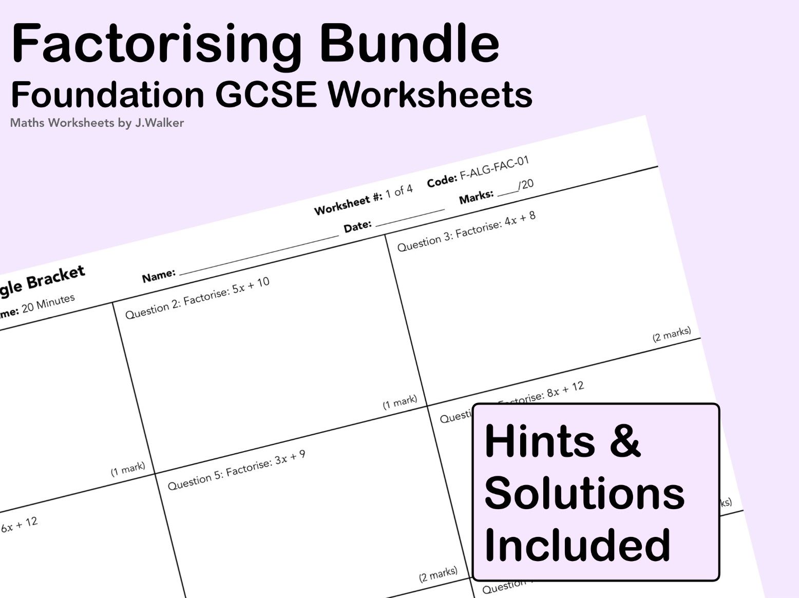 GCSE Maths: Factorising Bundle - Foundation Tier
