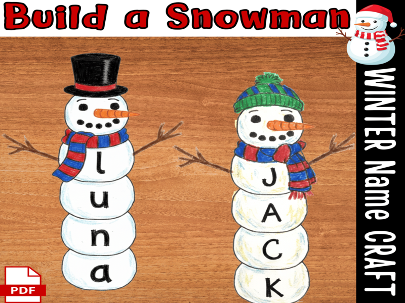 Snowman Name Craft | Christmas & Winter Bulletin Boards December Project Crafts