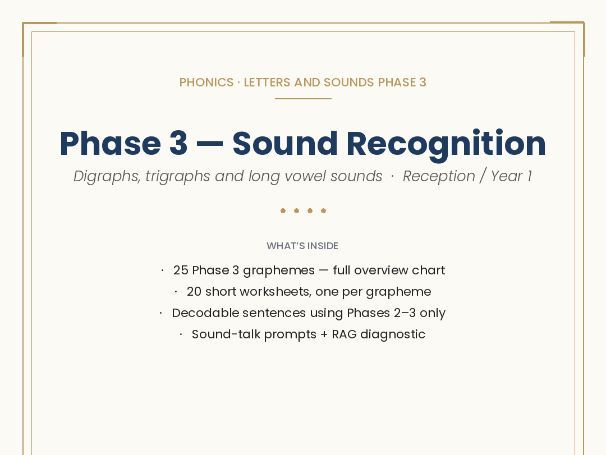 Phase 3 Phonics — Sound Recognition Pack