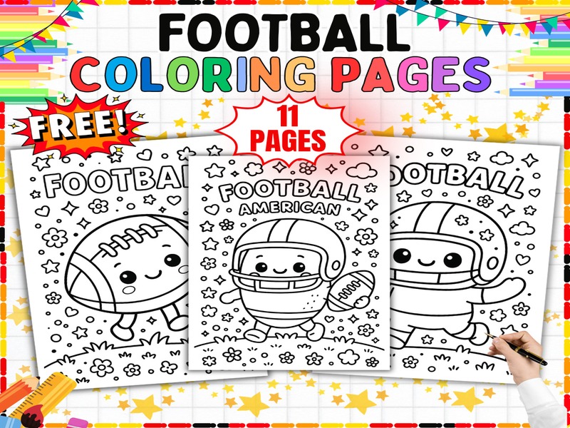 Free Football Coloring Pages | 11 Page Coloring Sheets | Game Day Sports Fun