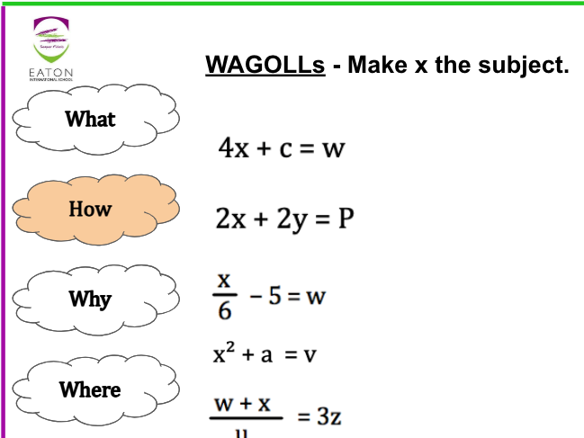 Changing the subject / Rearranging the formula