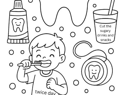 Teeth/ Oral Hygiene Colouring Poster/ Sheet