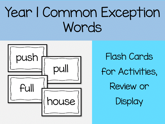 Year 1 Common Exception Words Flashcards - KS1 Spelling & Display- plain