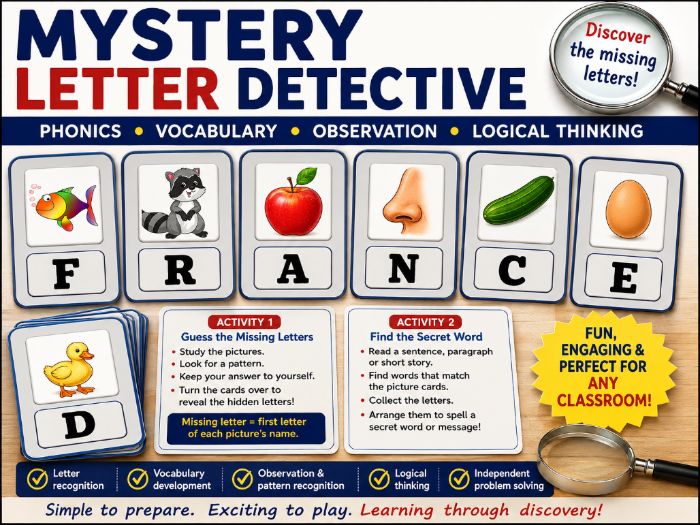 Mystery Letter Detective – Phonics Cards