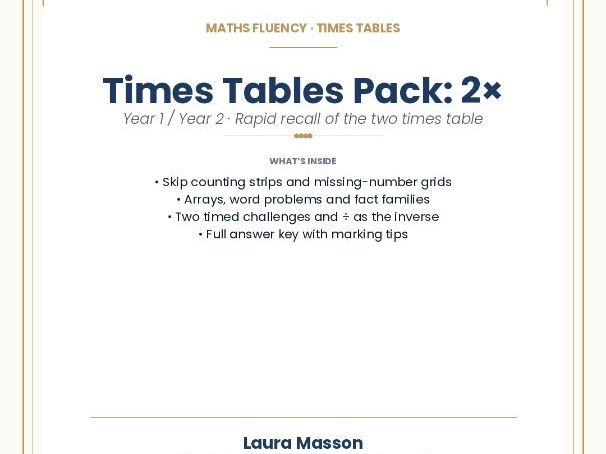 Times Tables Pack — the 2× table