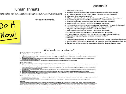 L6 Human Threats - Edexcel IA2 Geo Ecosystems