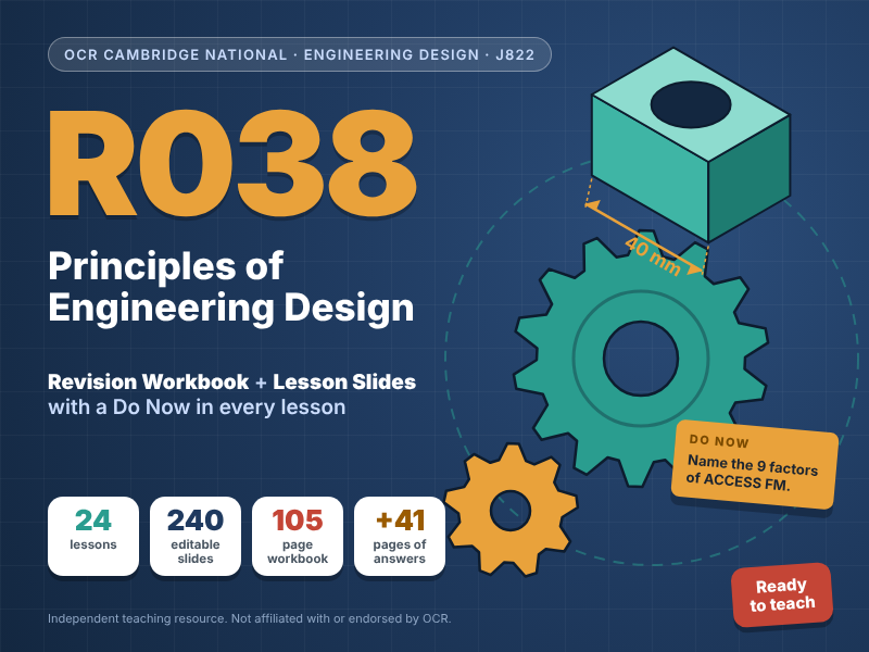 OCR Cambridge National Engineering Design Complete R038 pack