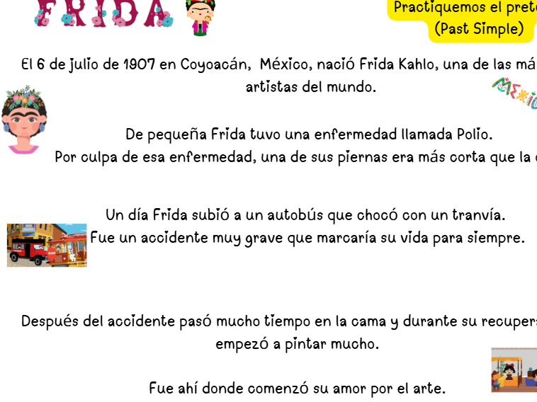 Frida Kahlo Biografia PRETÉRITO KS3/4