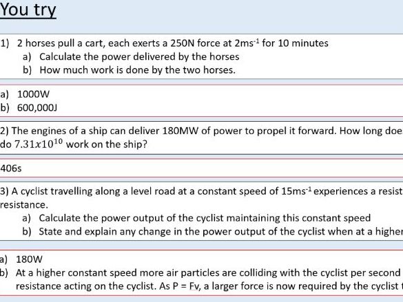 A level Physics (10.3) Power (Work, energy, and power)