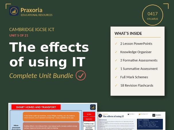 IGCSE ICT (0417) Topic 5- The effects of using IT Pack