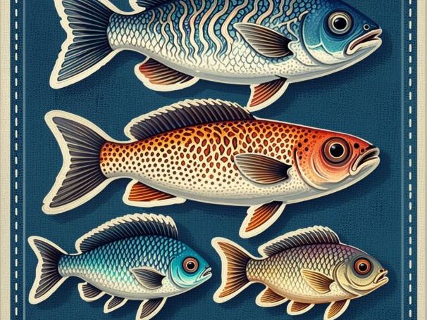 Colorful Patterned Fish Clipart | Folk Art Ocean & Sea Life Graphics