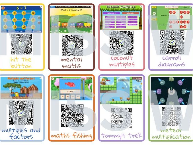 Multiplication & Timestables Maths Games QR Flashcards
