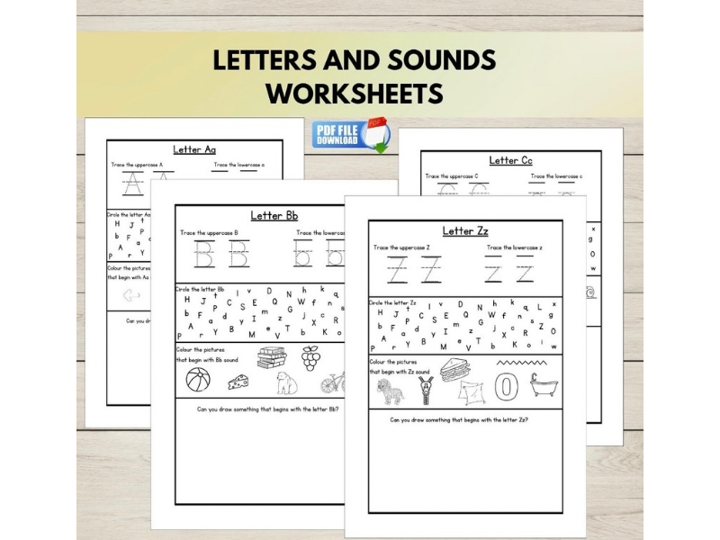 EYFS Alphabet Letters & Sounds Tracing Worksheets A-Z | Phonics & Handwriting