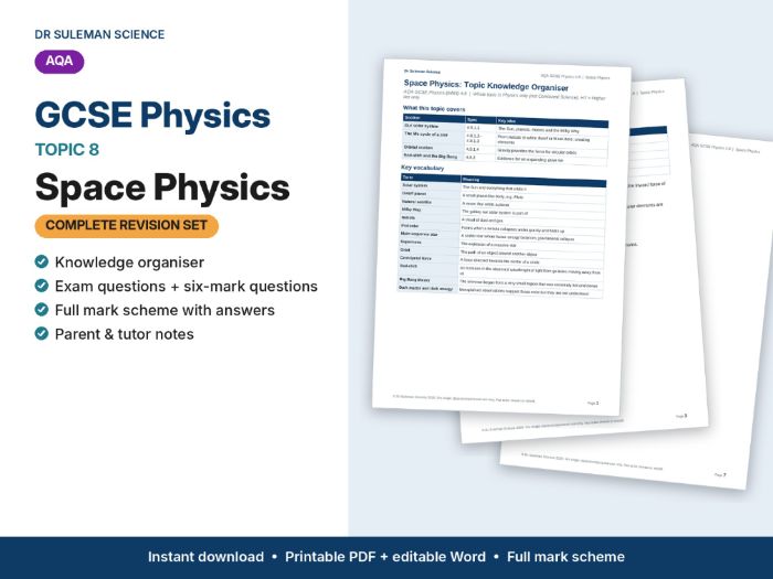 AQA GCSE Physics P8 Space Physics Revision + Exam Questions