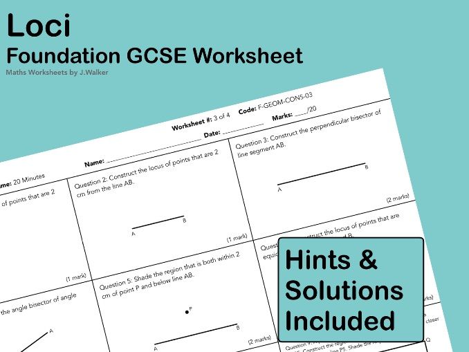 GCSE Maths Worksheet: Loci - Foundation Tier