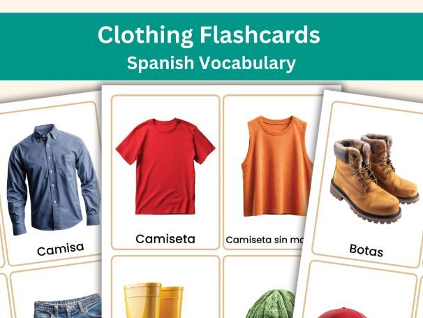 Spanish Clothing Vocabulary Flashcards | Real Photo Word Cards