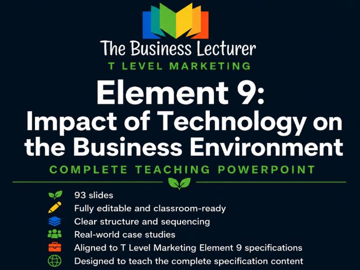 T Level Marketing - Element 9 Impact of Technology | Teaching PowerPoint
