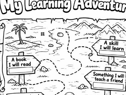 New Years Resolution Learning Adventure Reflection Colouring Sheet