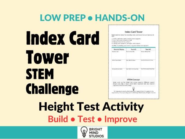 Primary Index Card Tower STEM Challenge | Height Test Activity | KS1 & KS2