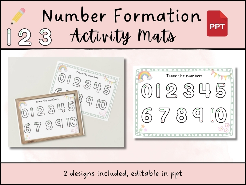 Editable Number Formation Mats 1-10 EYFS