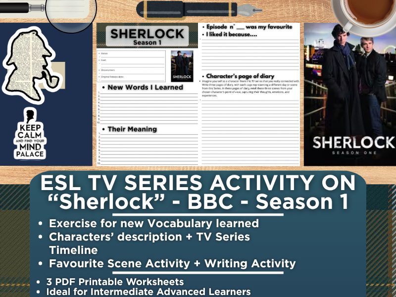 ESL TV Series Activity Worksheets on "Sherlock" - Season 1 - BBC
