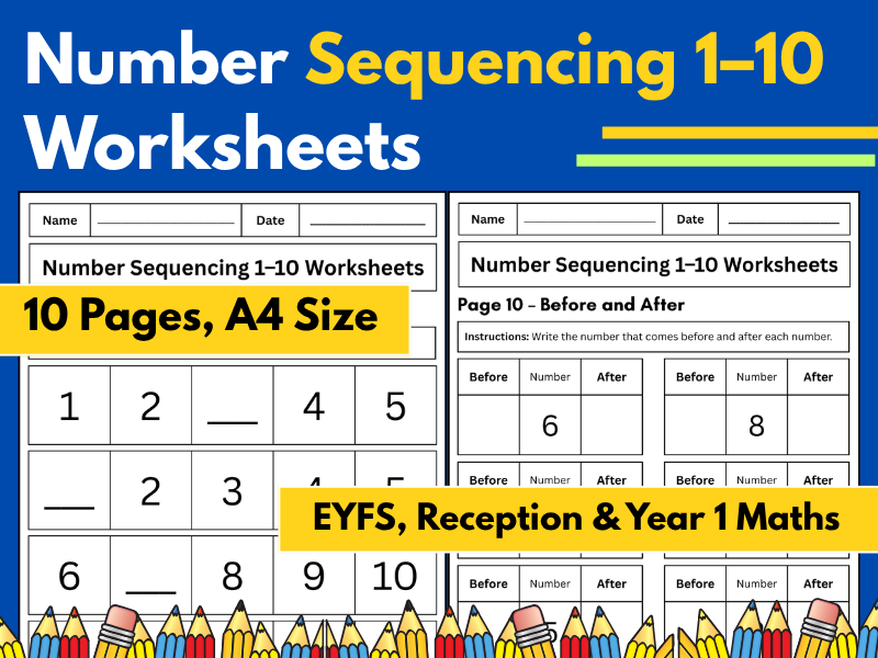 Number Sequencing 1–10 Worksheets | EYFS, Reception & Year 1 Maths